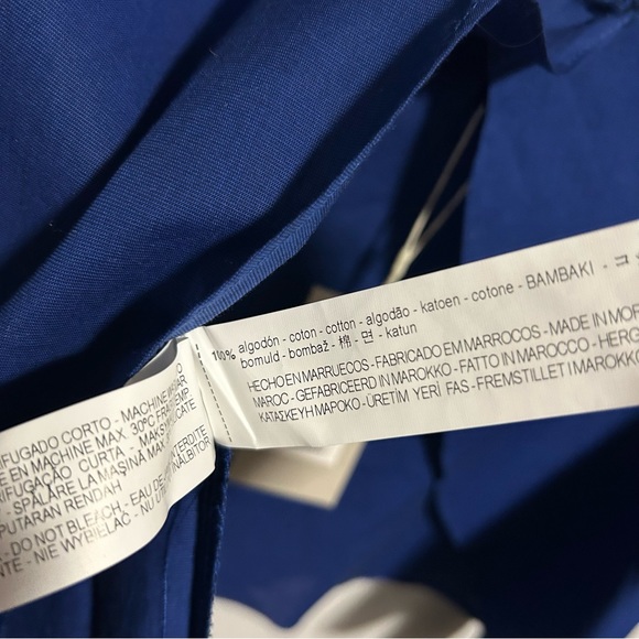 Zara blue cotton poplin split open back off the shoulder blouse top S - Picture 7 of 7